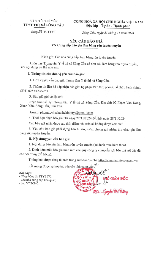 Thư mời báo giá  băng rôn tuyên truyền